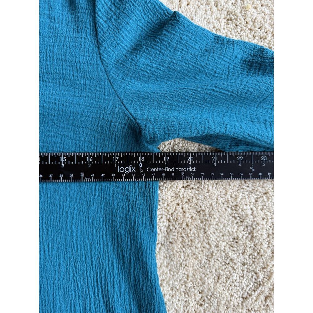 Soft Surroundings Women Teal Cotton Gauze Blouse XS Boho Flowy Short Sleeve Top - Picture 5 of 8
